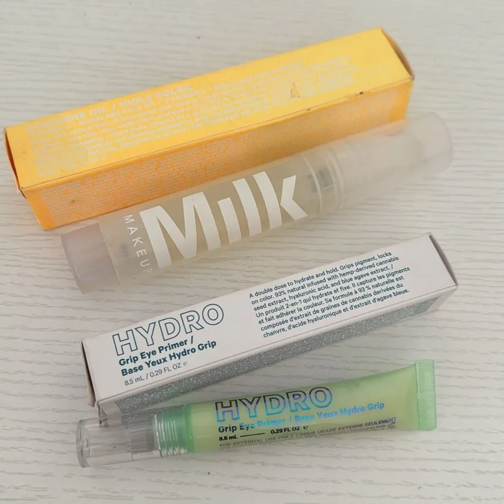 NWB Milk Makeup Hydro Grip Eye Primer 8.5mL & Sunshine Oil 16mL Bundle New